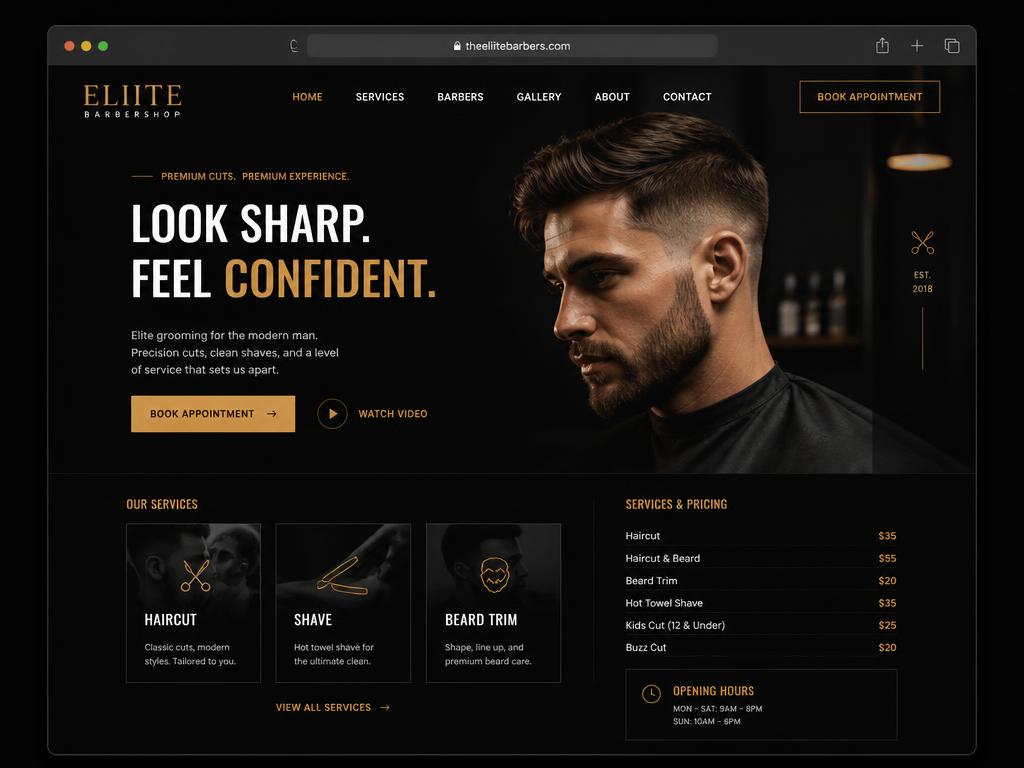 Barbershop Website design preview