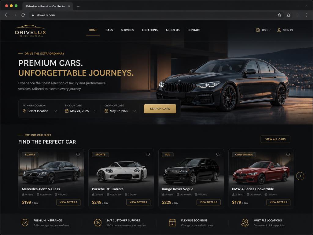 Car Rental Website design preview