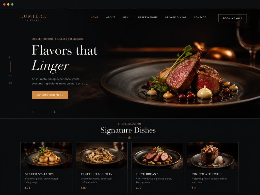 Restaurant Website design preview